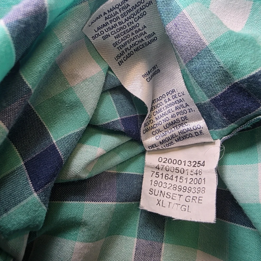 Chaps Long Sleeve Button Down Sunset Green Plaid Shirt- Men's Size XLT